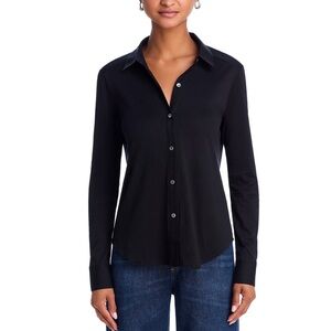 Theory Pima Cotton Black Women's Button-Down Shirt
